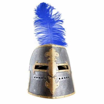 Helm met los vizier en veer - Kalid Medieval